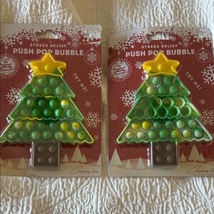 Kids NIB Christmas Tree Push Pop Bubble Fidget Toy - Green and Yellow